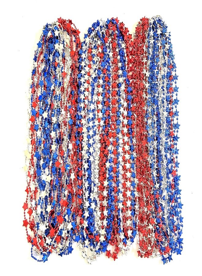 GZYSSL 102 Pcs 4th of July Beads Necklaces Independence Day Red Blue Silver Bead Necklaces Party Favors Fourth of July Patriotic Parade Beads Party Celebration Favors Decorations - Image 3